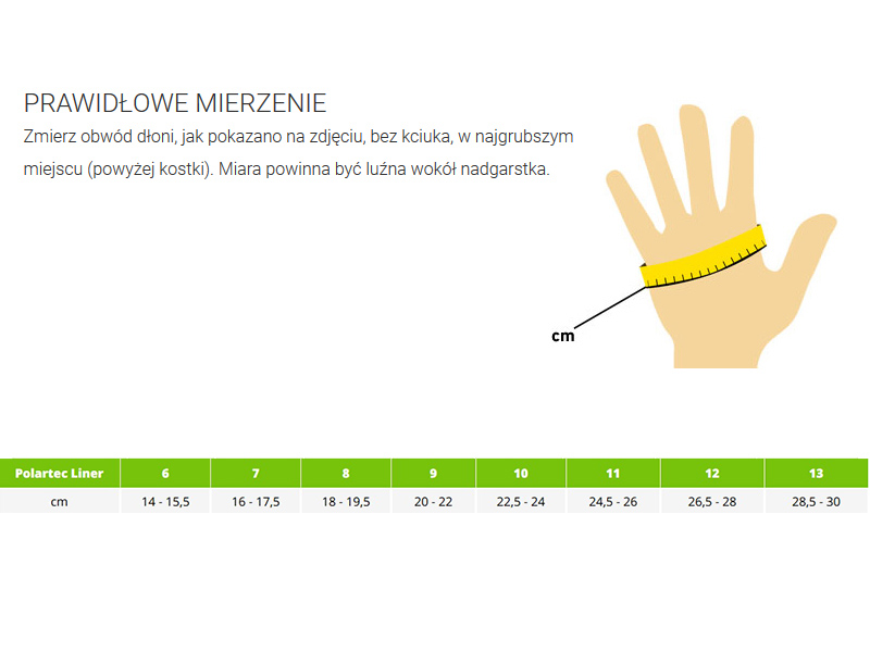 rozmiary-rekawic-polartec-liner-czarne