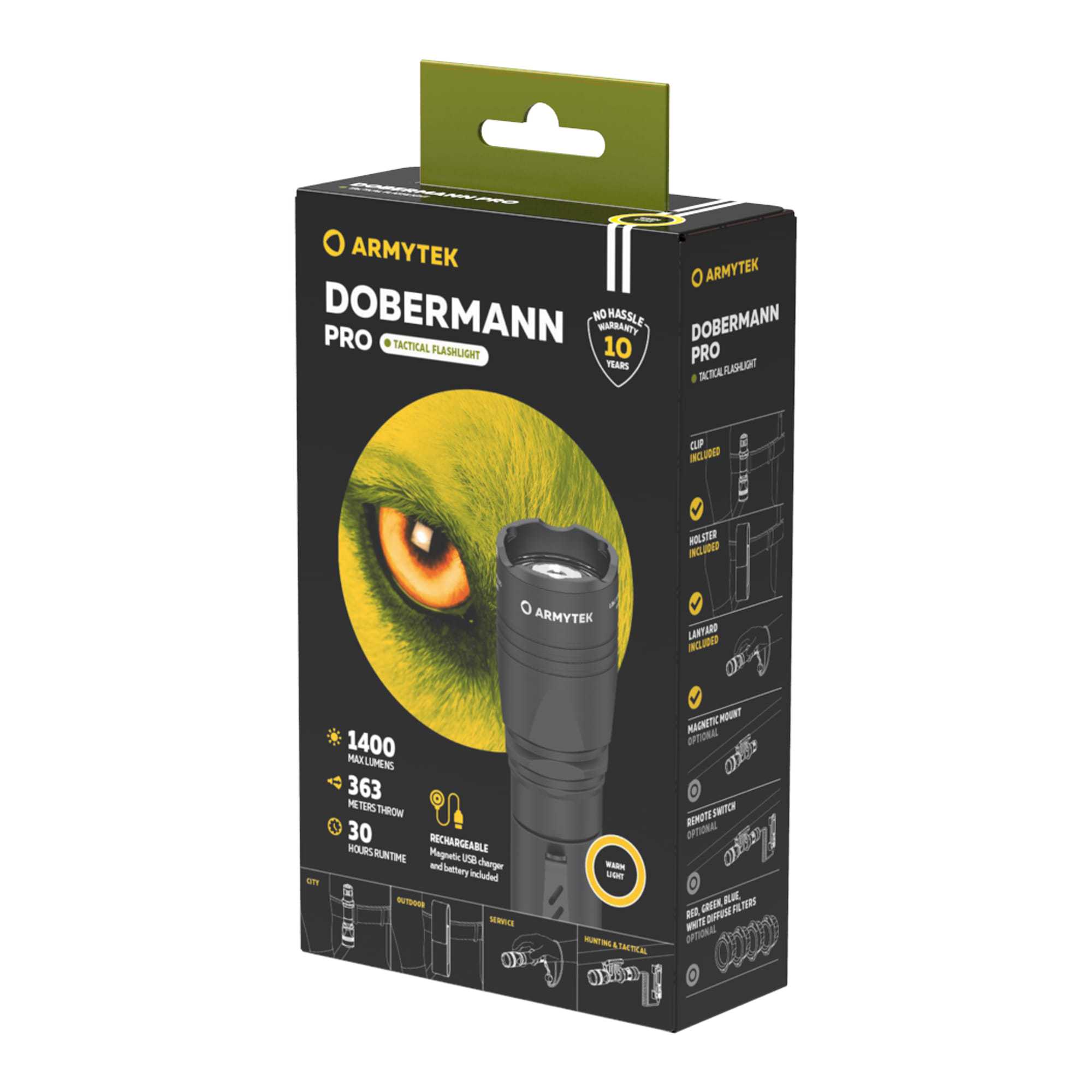 Latarka taktyczna Dobermann Pro v3.5 USB - warm