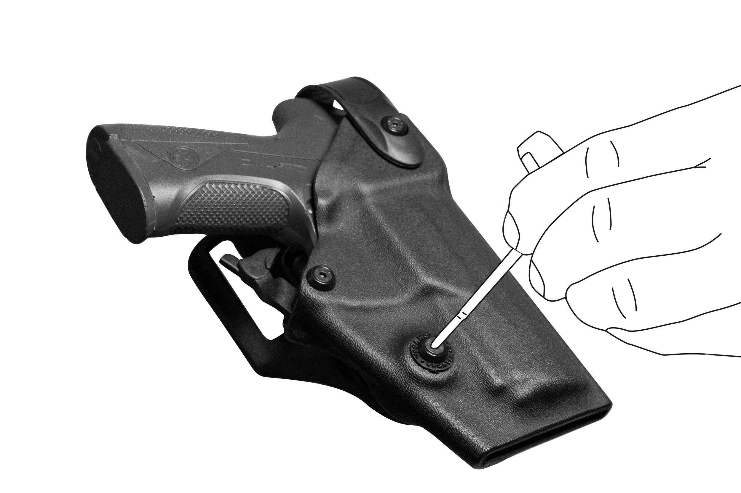 Kabura A10 Vegatek Duty VKD800, lewa, do Beretta 92-98 - PAMAS - MAS-G1 - Czarna