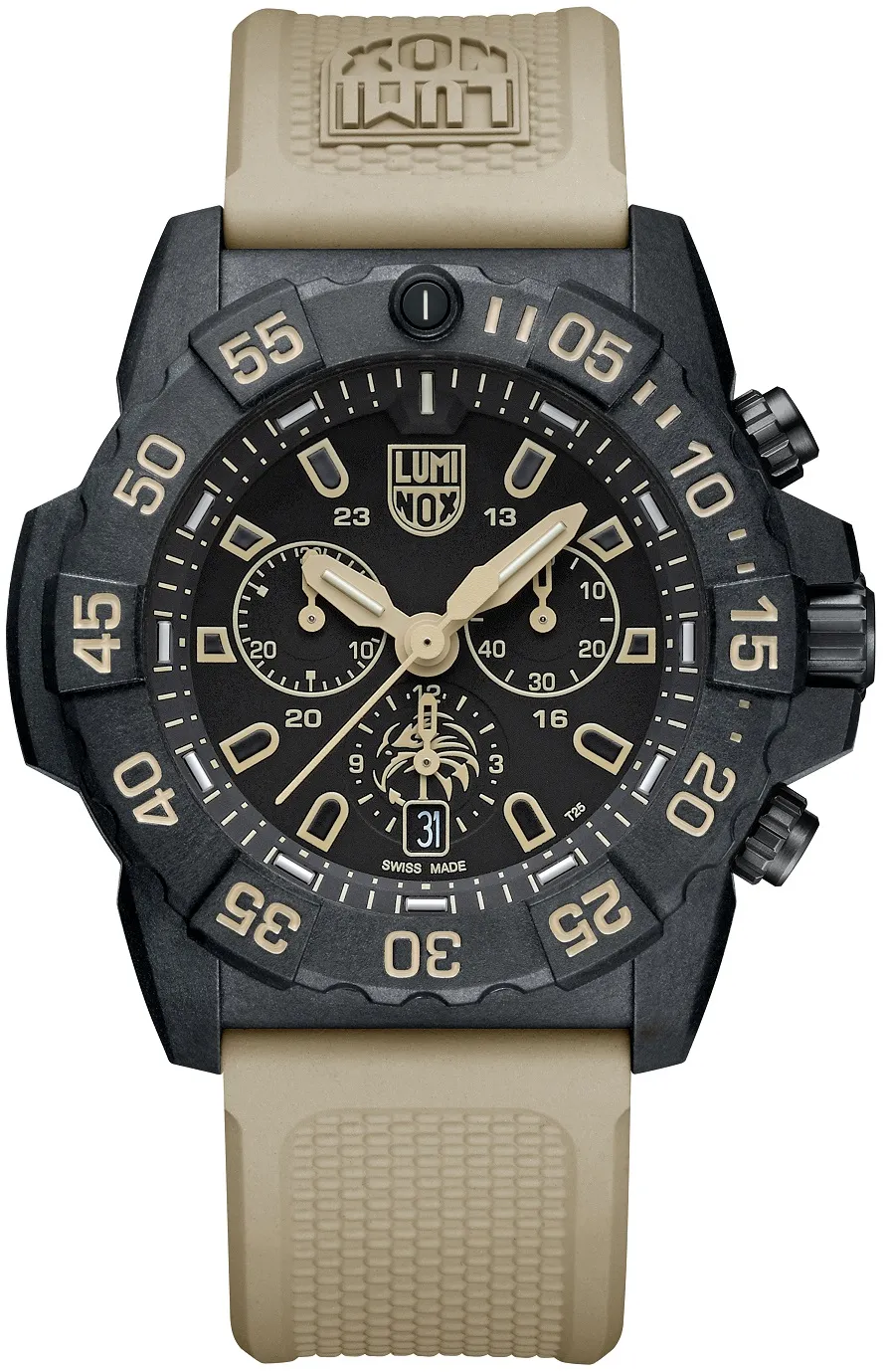 LUMINOX Zegarek Kwarcowy Navy SEAL Foundation 3580 Series Chronograph XS.3590.NSF.SET – czarno-beżowy