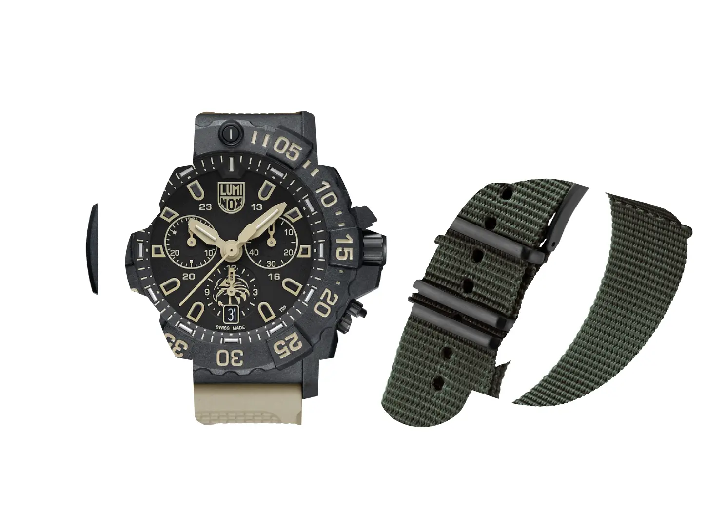 LUMINOX Zegarek Kwarcowy Navy SEAL Foundation 3580 Series Chronograph XS.3590.NSF.SET – czarno-beżowy